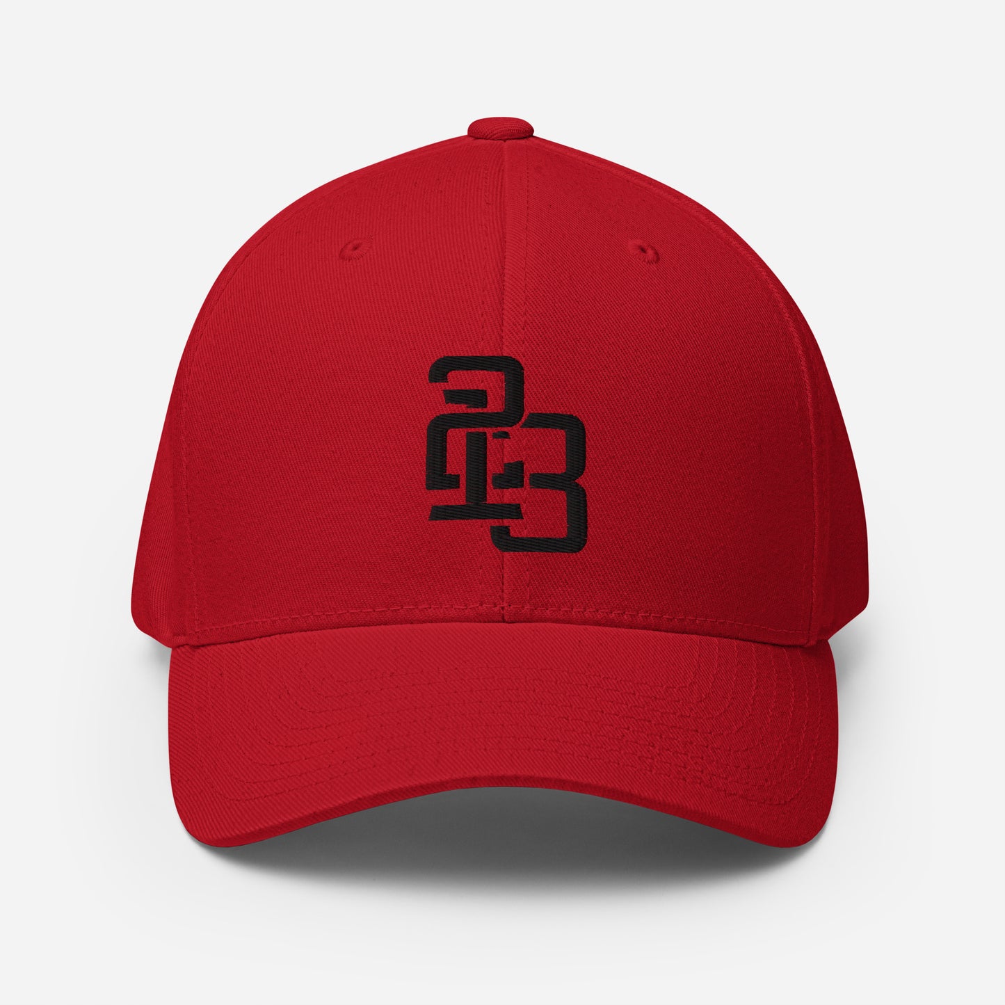 "213" Structured Twill Cap | Flexfit 6277 | E Luna SELECT Tricrest 3 Black Thread Front, Left Side & Back Logos