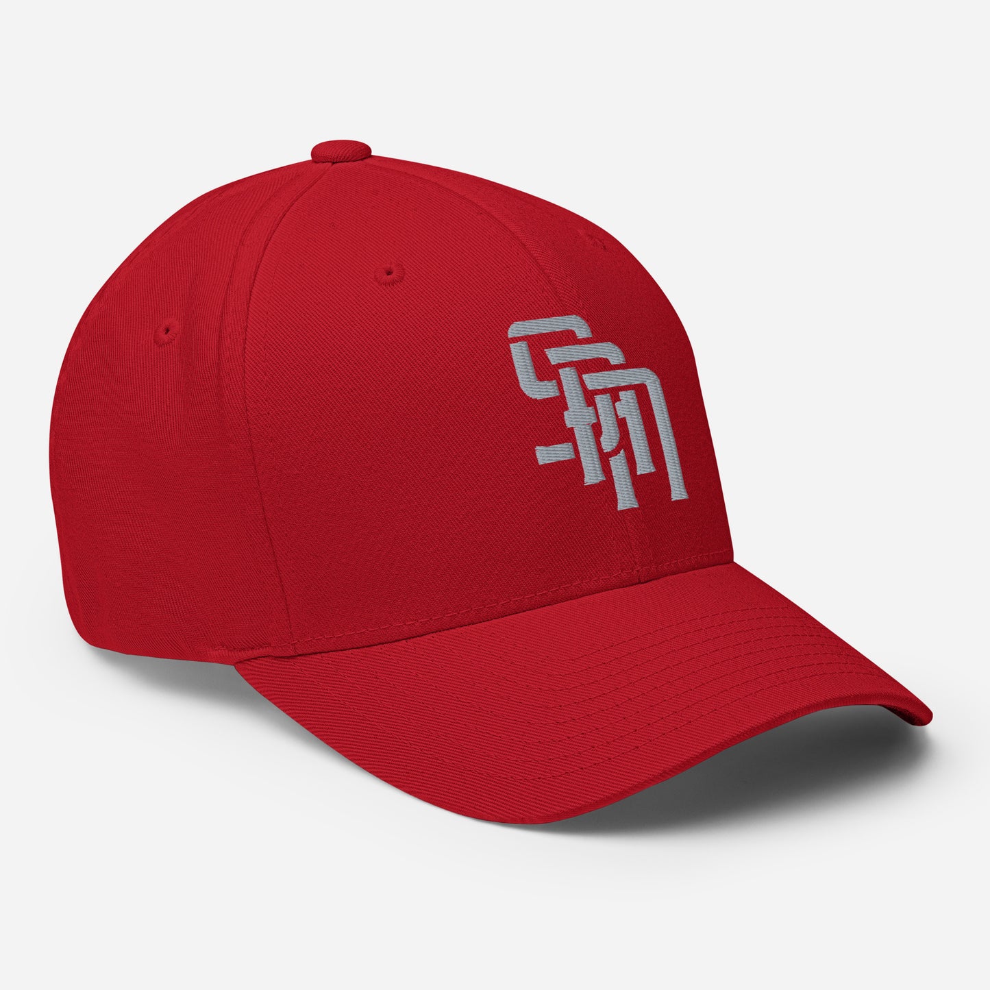 "SAN" Structured Twill Cap | Flexfit 6277 | E Luna Brand ESSENTIAL Duocrest 2 Grey Thread Logos: Front & Left