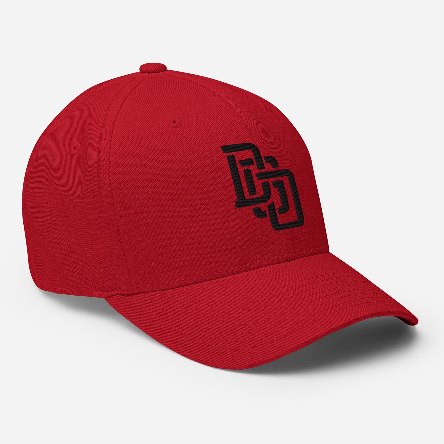 "DGO" Structured Twill Cap | Flexfit 6277 | E Luna Brand ESSENTIAL Duocrest 2 Black Thread Logos: Front & Left