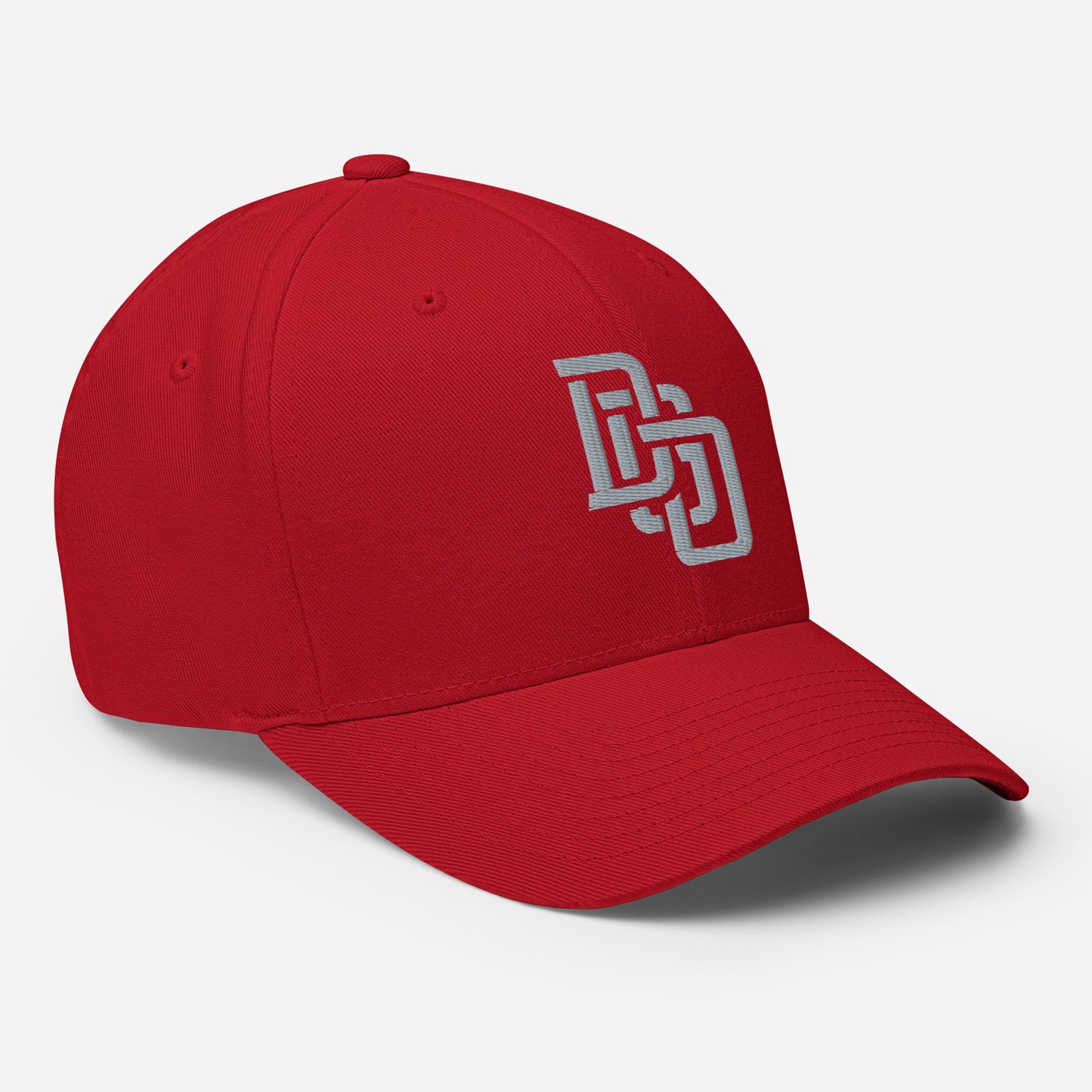 "DGO" Structured Twill Cap | Flexfit 6277 | E Luna Brand ESSENTIAL Duocrest 2 Grey Thread Logos: Front & Left