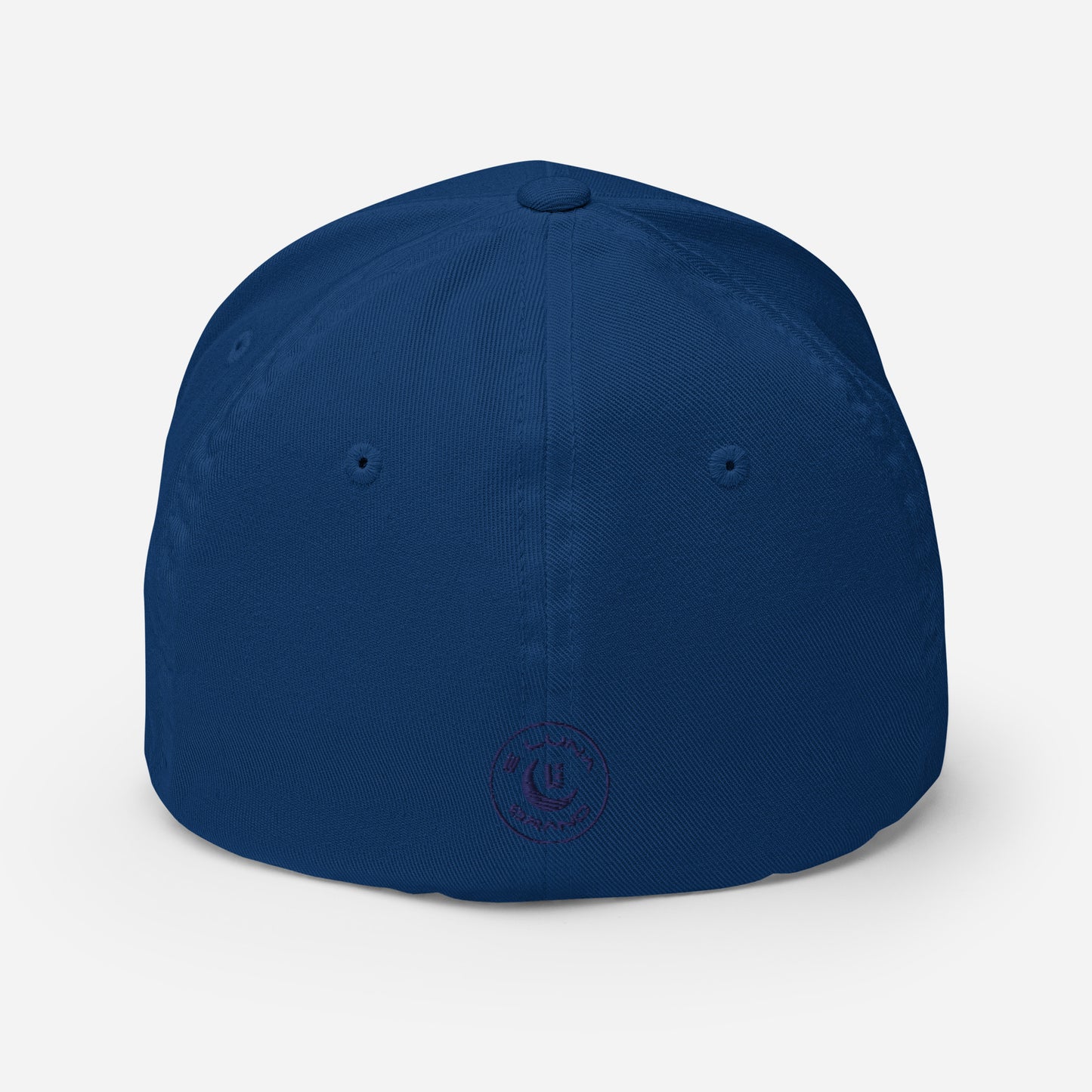 "213" Structured Twill Cap | Flexfit 6277 | E Luna SELECT Tricrest 3 Navy Thread Front, Left Side & Back Logos