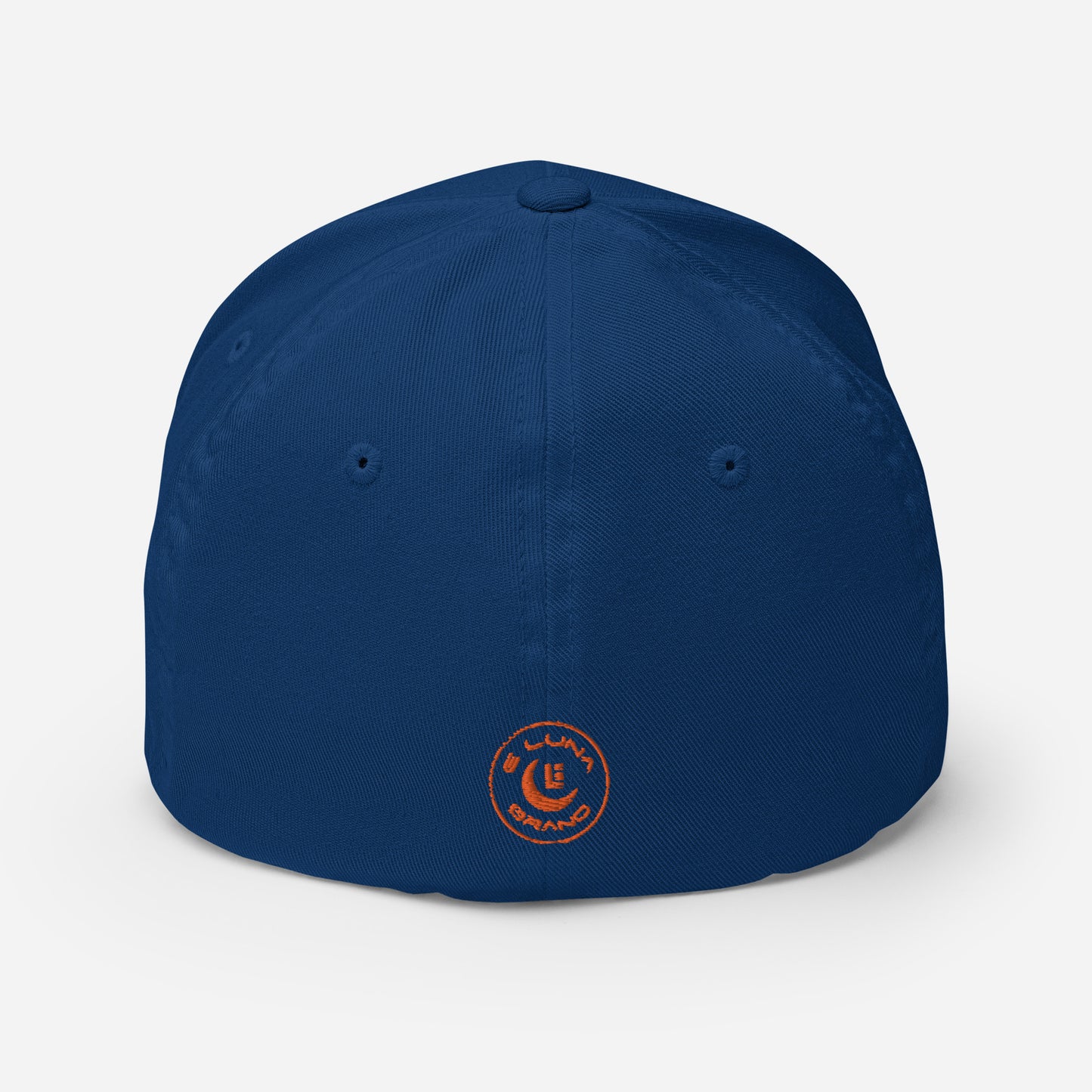 "213" Structured Twill Cap | Flexfit 6277 | E Luna SELECT Tricrest 3 Orange Thread Front, Left Side & Back Logos