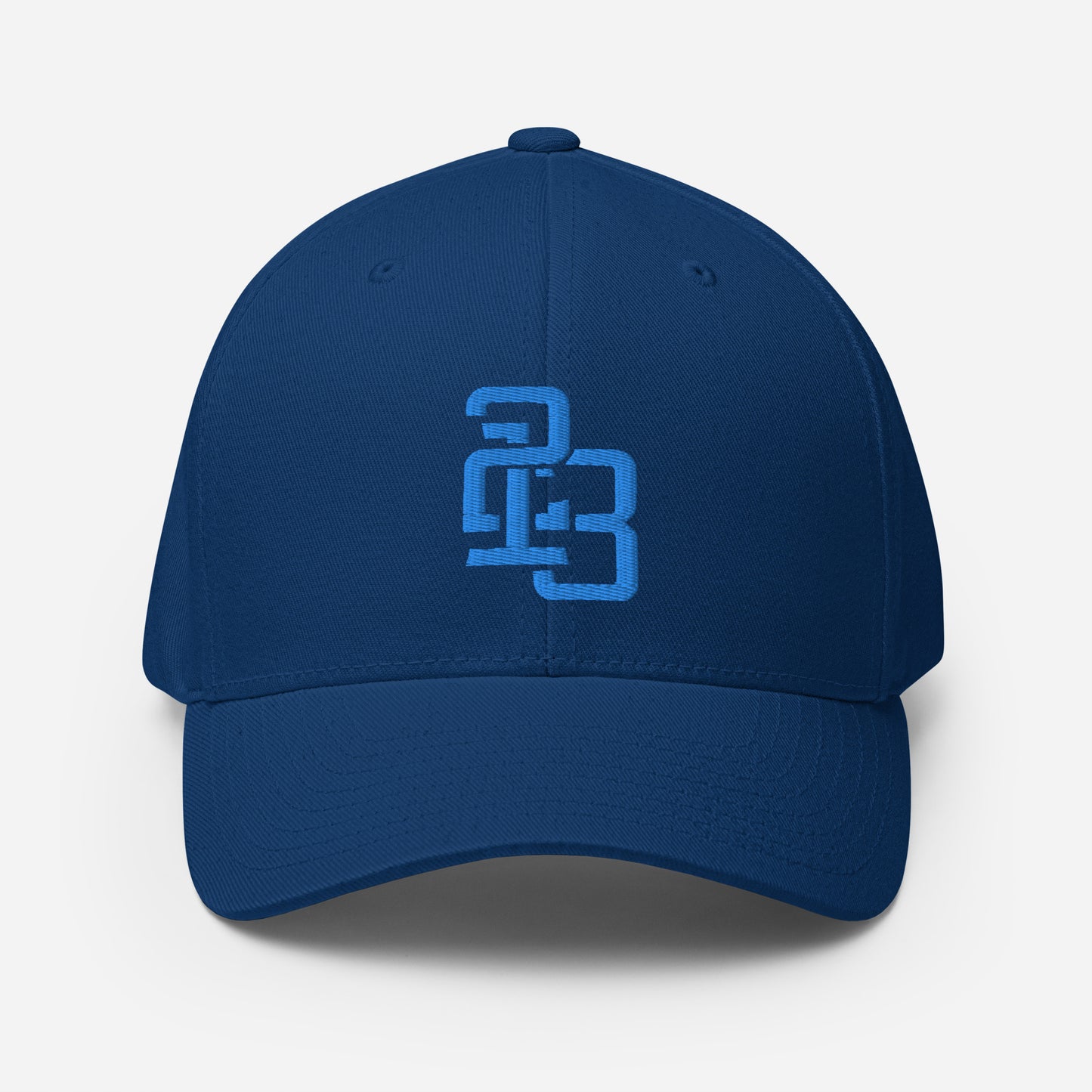 "213" Structured Twill Cap | Flexfit 6277 | E Luna ESSENTIAL Duocrest 2 Aqua/Teal Thread Front & Left Side Logos