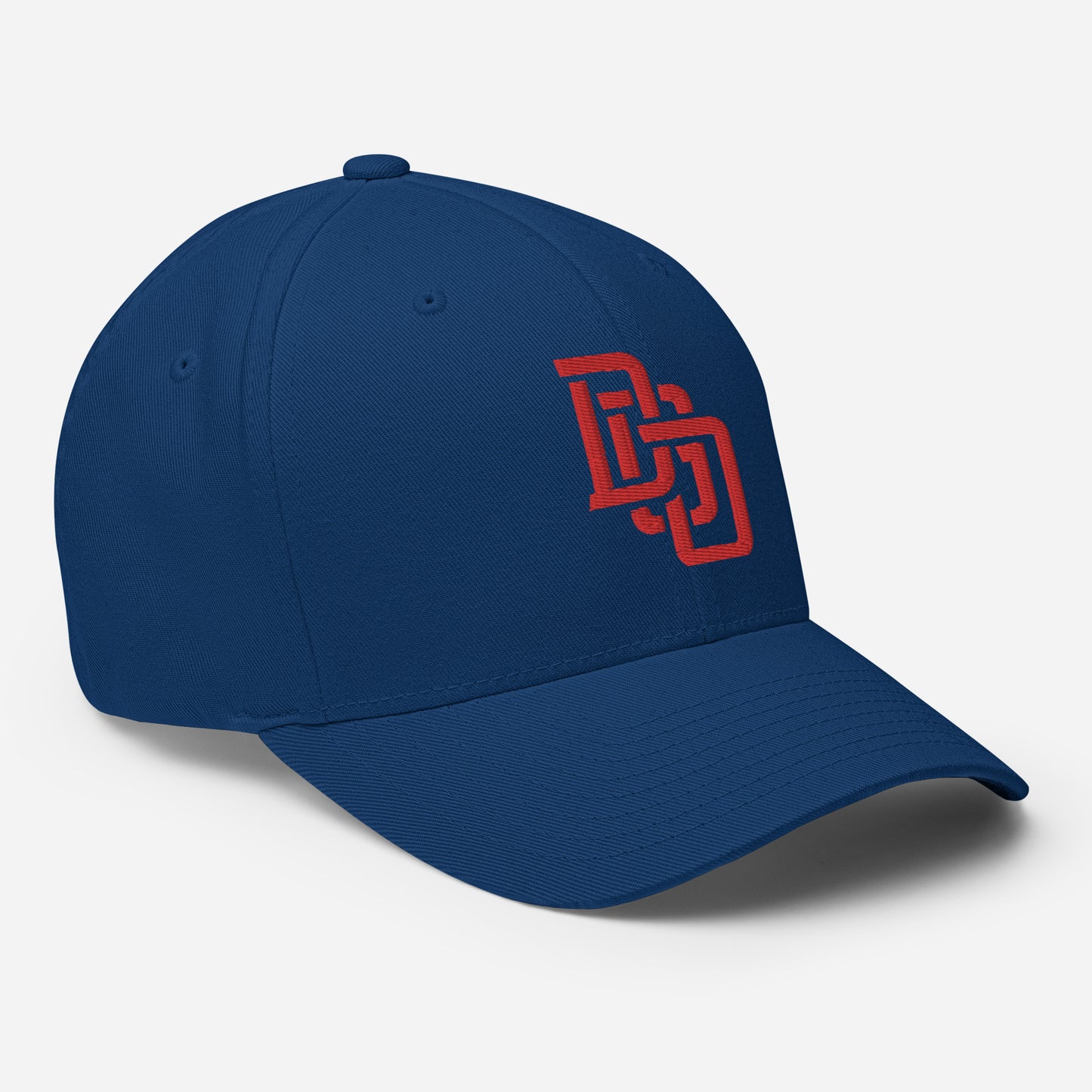 "DGO" Structured Twill Cap | Flexfit 6277 | E Luna Brand ESSENTIAL Duocrest 2 Red Thread Logos: Front & Left