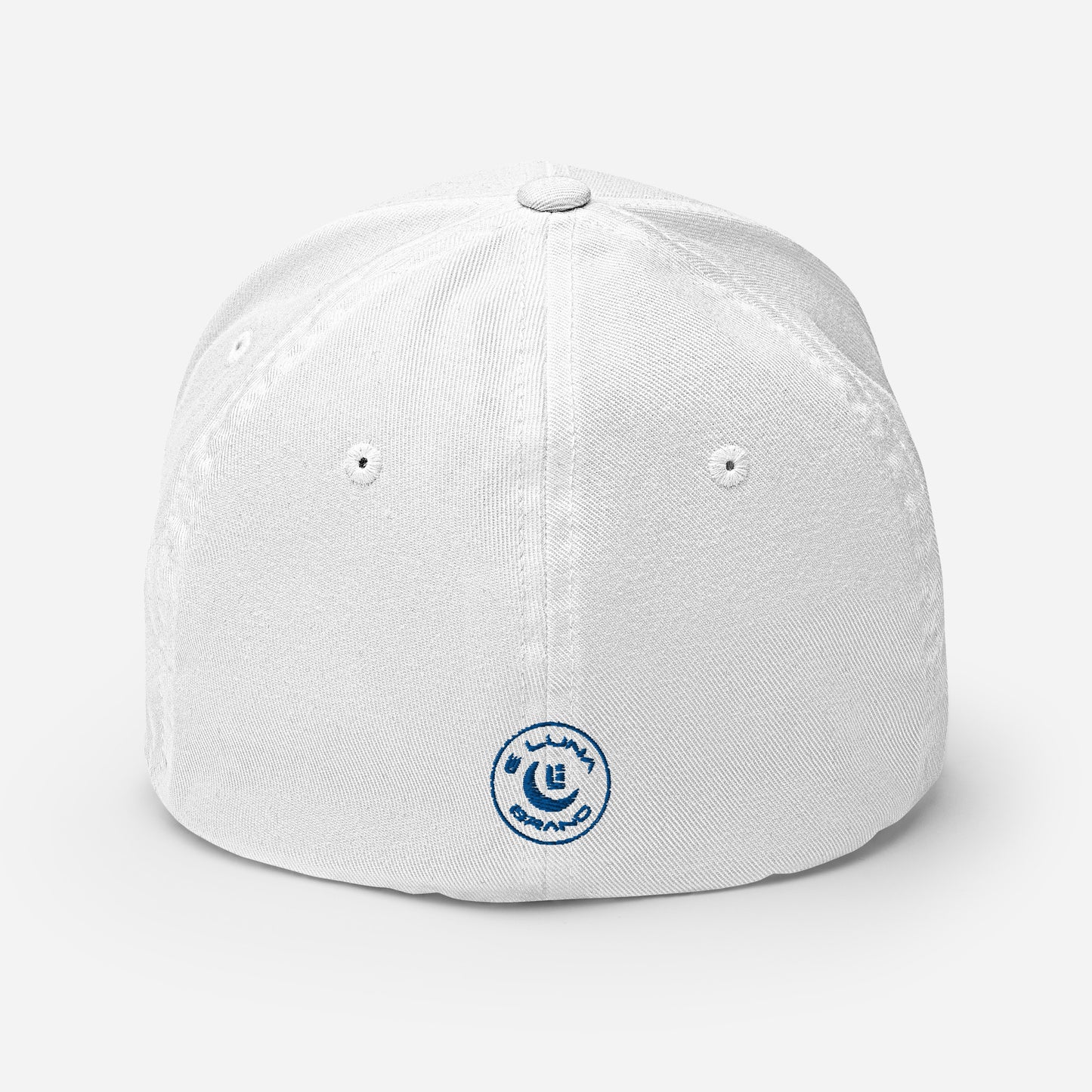 "213" Structured Twill Cap | Flexfit 6277 | E Luna SELECT Tricrest 3 Royal Thread Front, Left Side & Back Logos