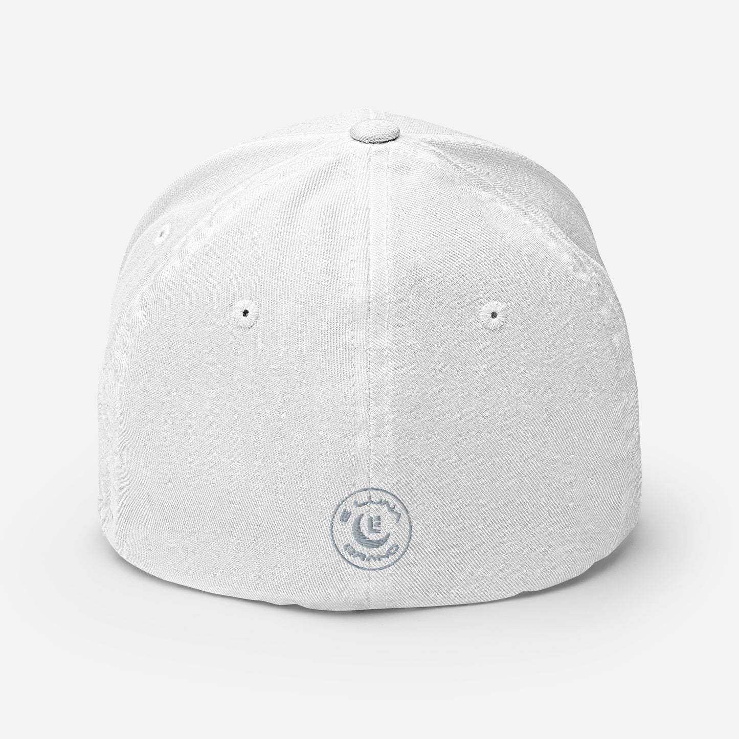 "213" Structured Twill Cap | Flexfit 6277 | E Luna SELECT Tricrest 3 Grey Thread Front, Left Side & Back Logos