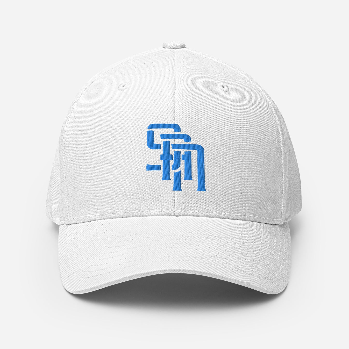 "SAN" Structured Twill Cap | Flexfit 6277 | E Luna Brand ESSENTIAL Duocrest 2 Aqua/Teal Thread Logos: Front & Left