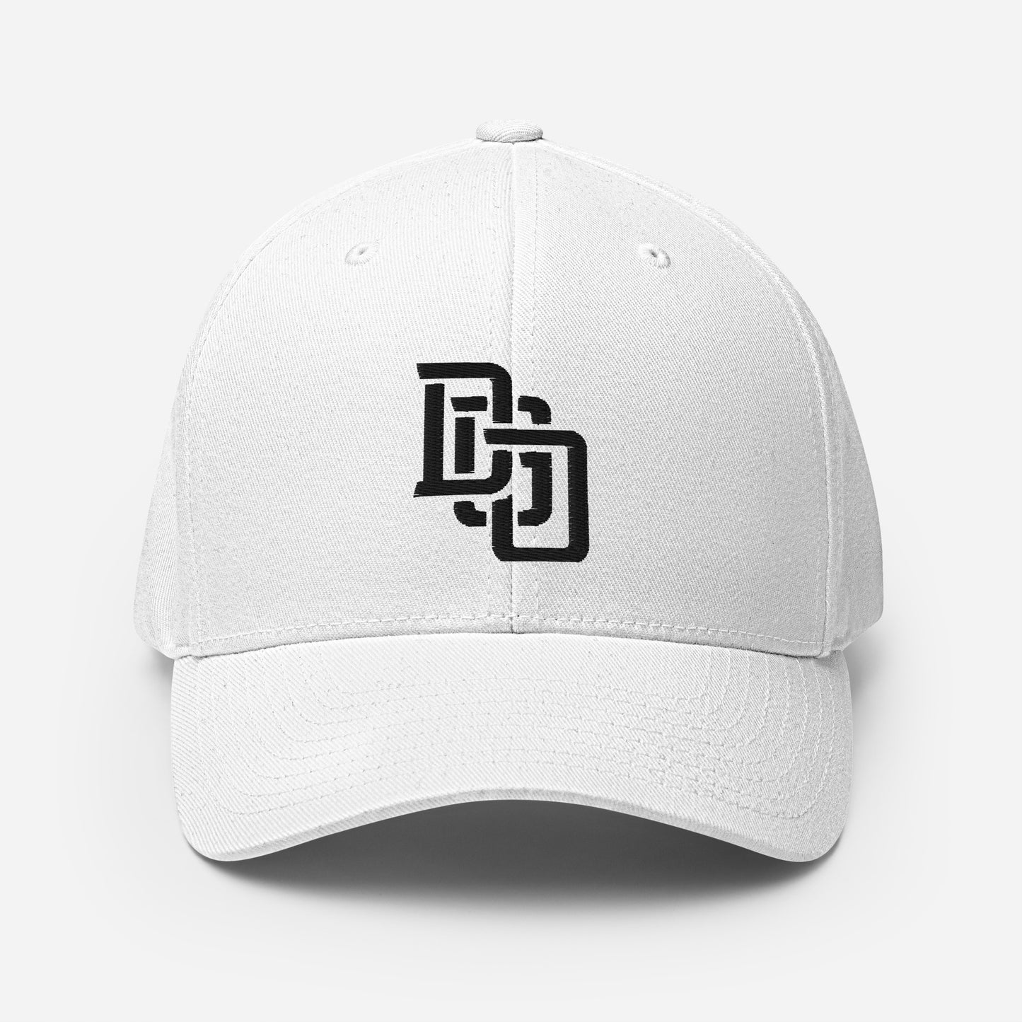 "DGO" Structured Twill Cap | Flexfit 6277 | E Luna Brand ESSENTIAL Duocrest 2 Black Thread Logos: Front & Left
