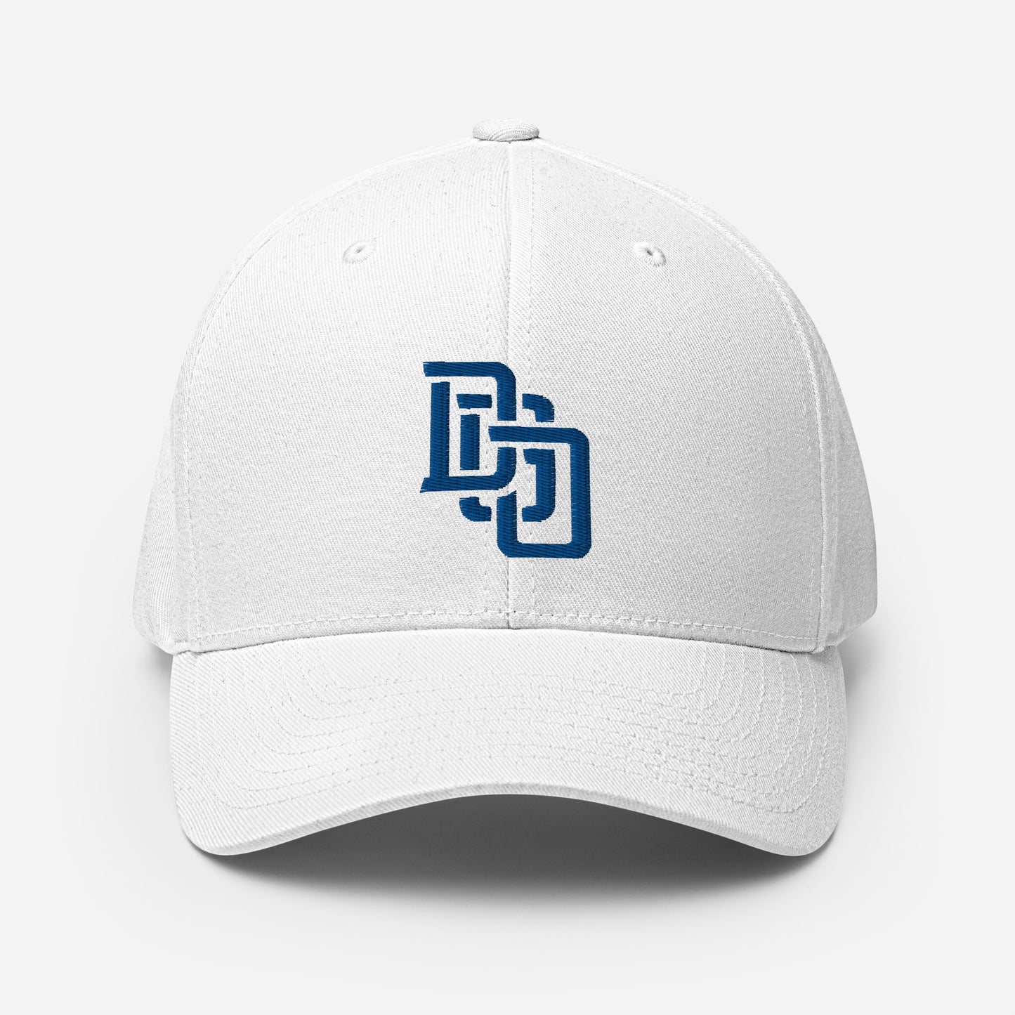 "DGO" Structured Twill Cap | Flexfit 6277 | E Luna Brand ESSENTIAL Duocrest 2 Royal Thread Logos: Front & Left
