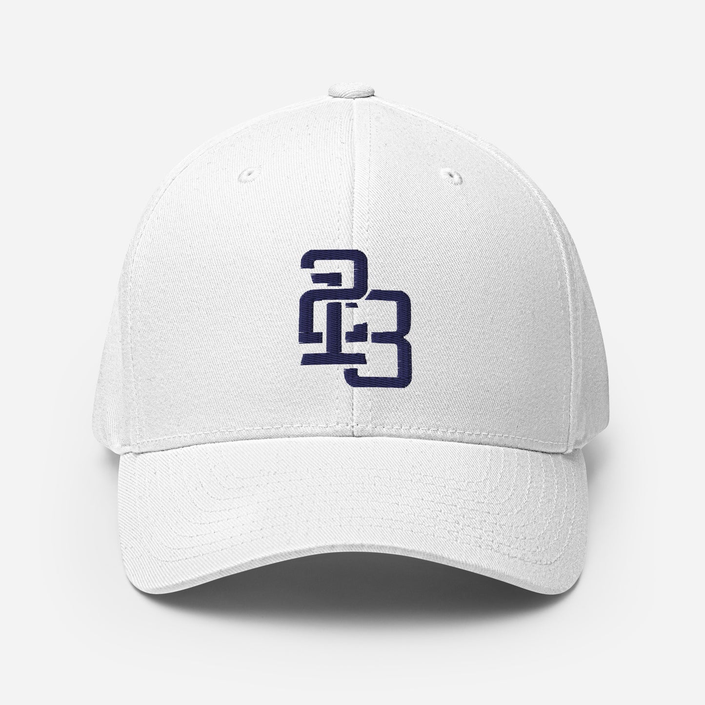 "213" Structured Twill Cap | Flexfit 6277 | E Luna SELECT Tricrest 3 Navy Thread Front, Left Side & Back Logos