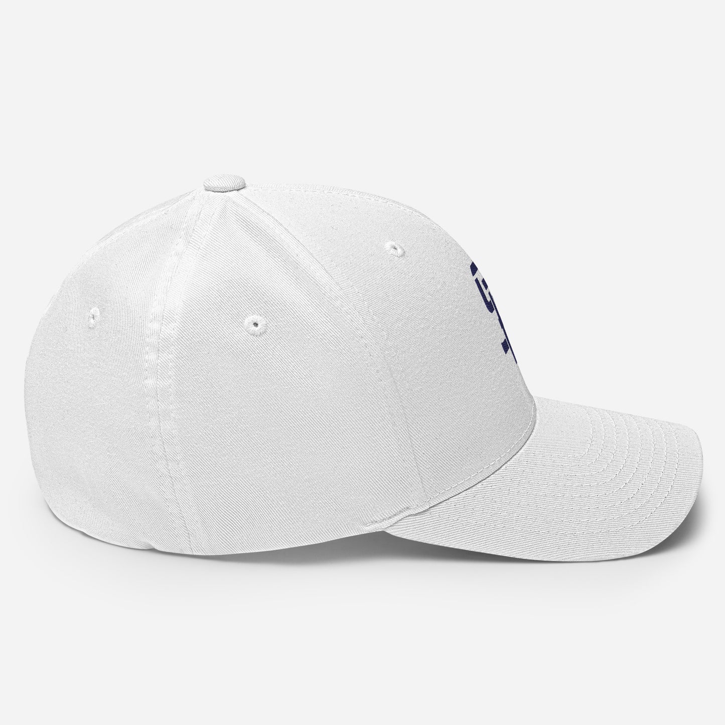 "SAN" Structured Twill Cap | Flexfit 6277 | E Luna Brand ESSENTIAL Duocrest 2 Navy Thread Logos: Front & Left