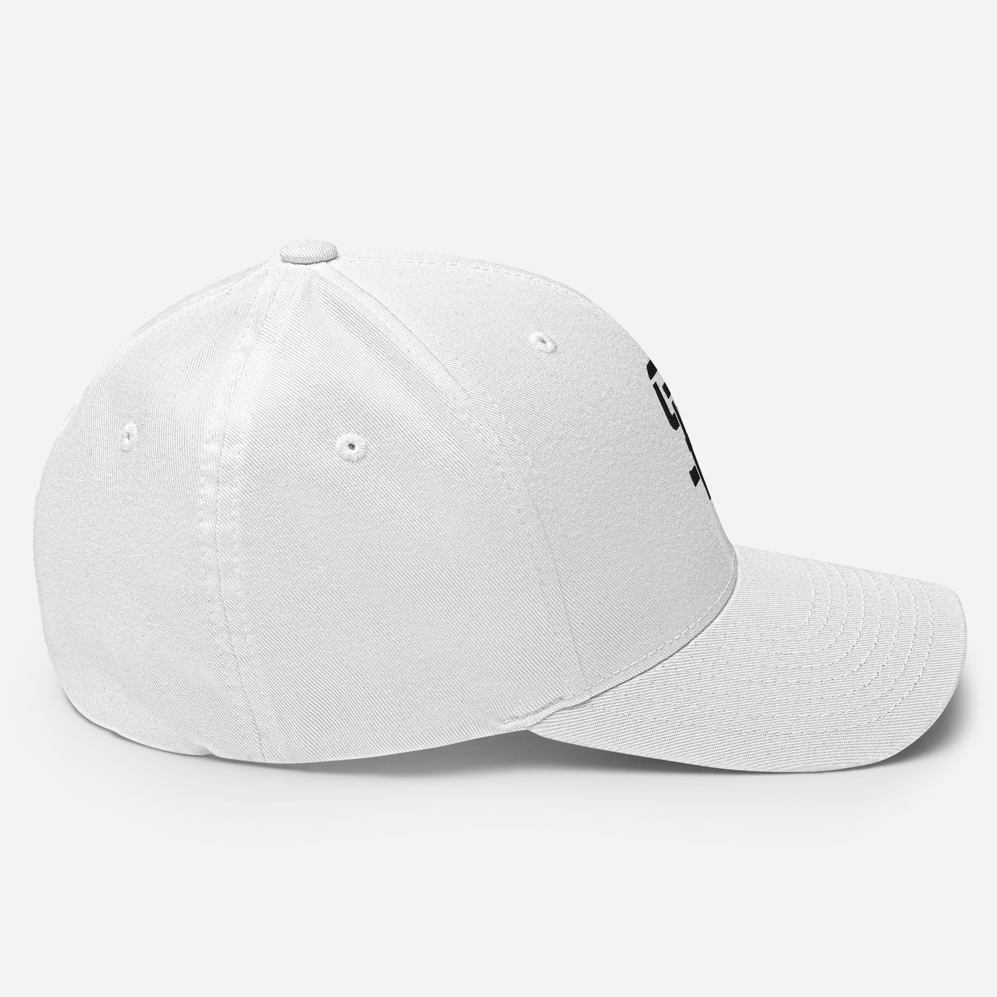 "SAN" Structured Twill Cap | Flexfit 6277 | E Luna Brand ESSENTIAL Duocrest 2 Black Thread Logos: Front & Left