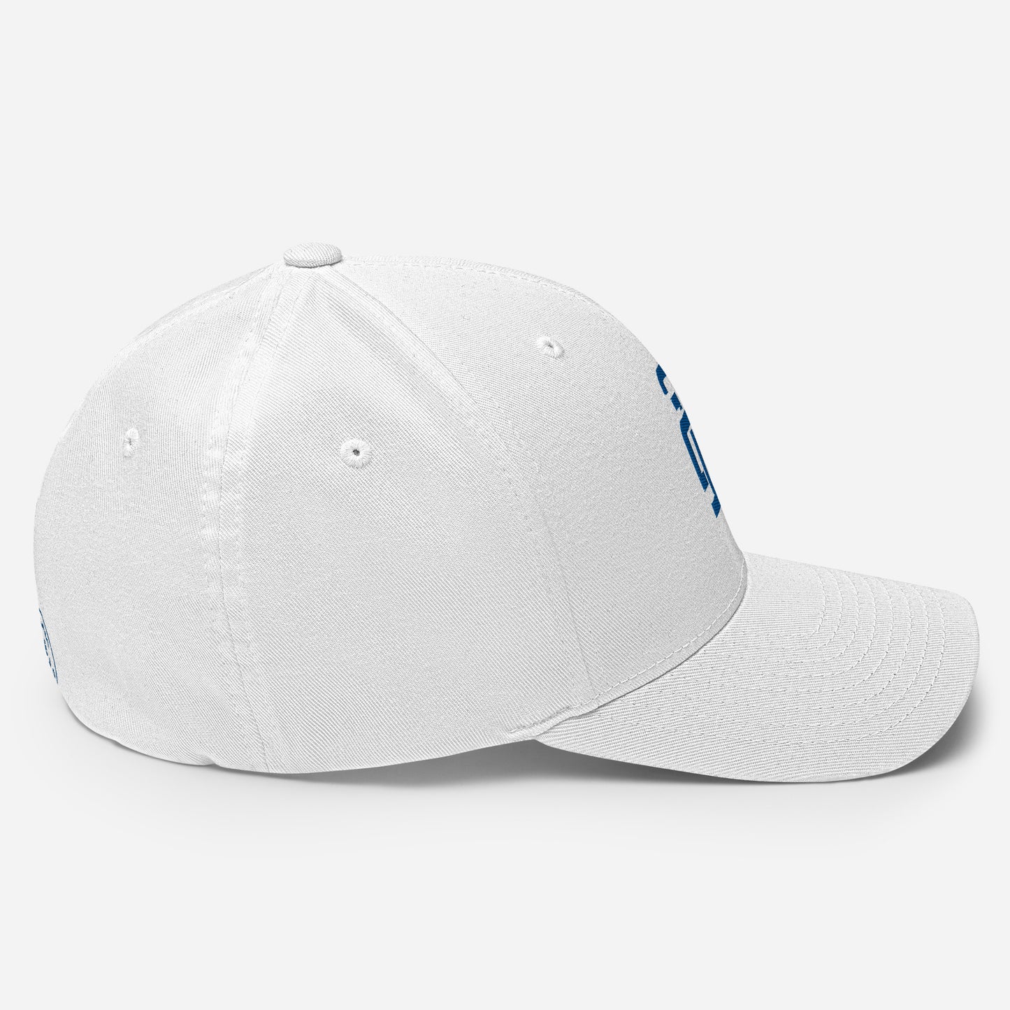"213" Structured Twill Cap | Flexfit 6277 | E Luna SELECT Tricrest 3 Royal Thread Front, Left Side & Back Logos