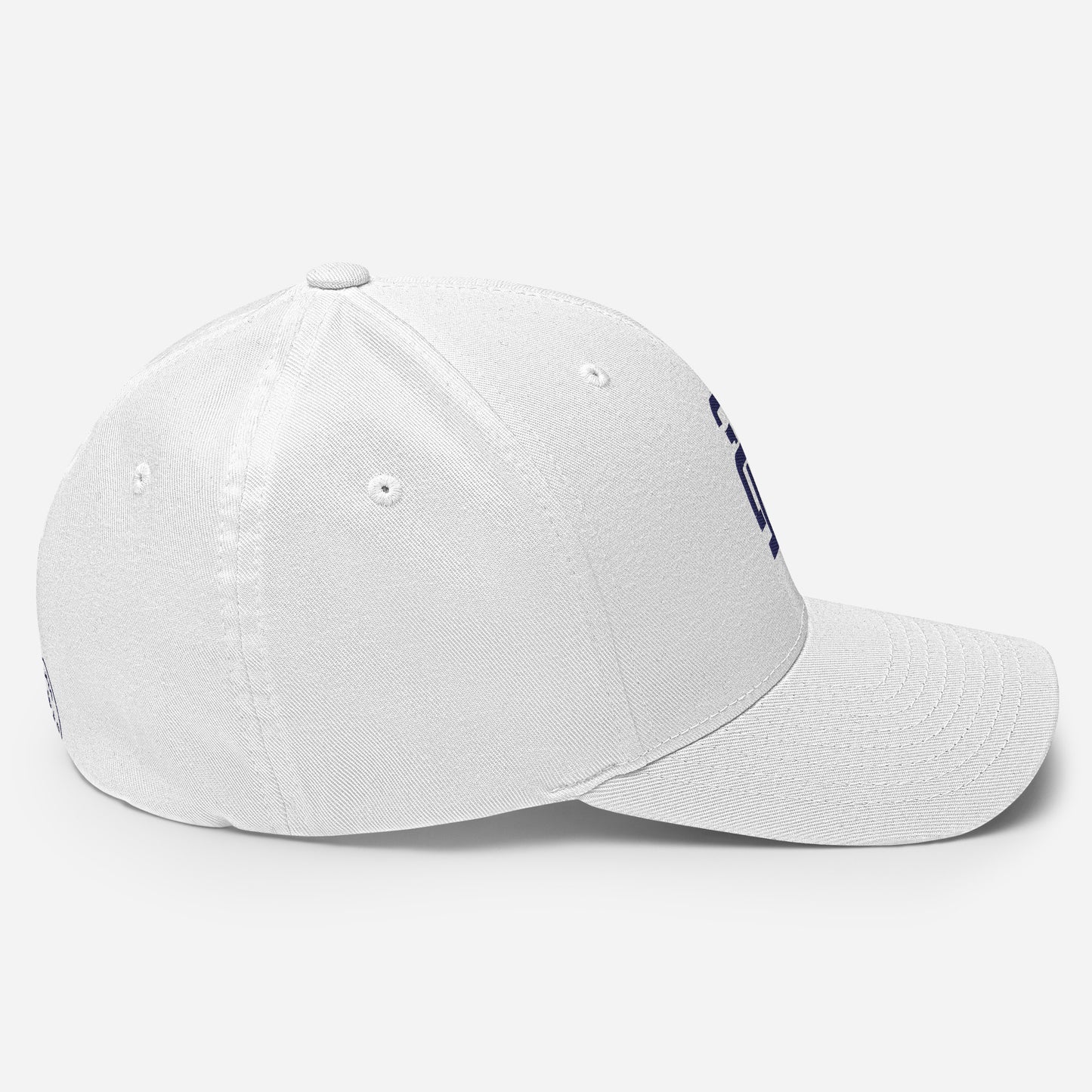 "213" Structured Twill Cap | Flexfit 6277 | E Luna SELECT Tricrest 3 Navy Thread Front, Left Side & Back Logos