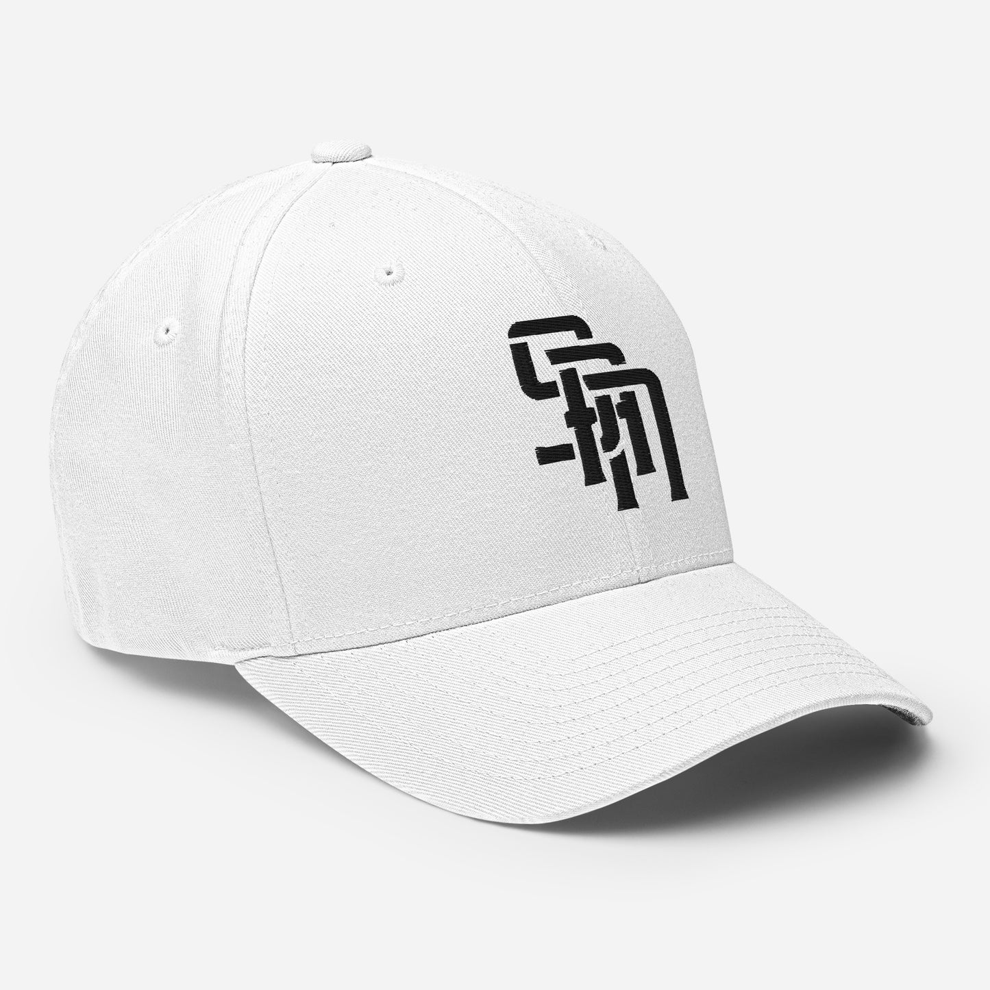 "SAN" Structured Twill Cap | Flexfit 6277 | E Luna Brand ESSENTIAL Duocrest 2 Black Thread Logos: Front & Left