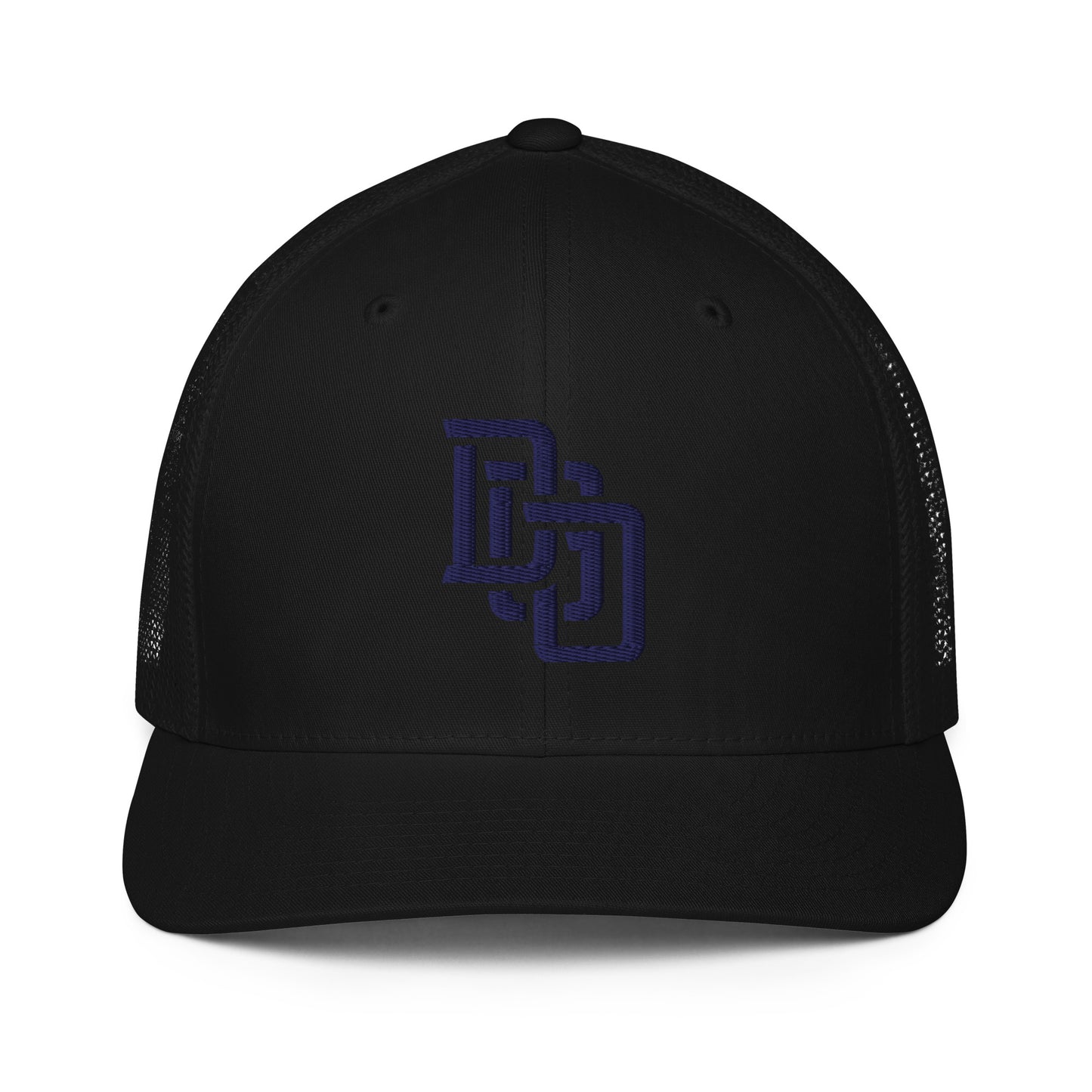 "DGO" Closed-Back Trucker Cap | Flexfit 6511 | E Luna CLASSIC Solocrest 1 Navy Thread Front Logo