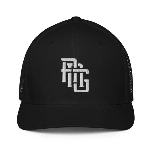 "ANG" Closed-Back Trucker Cap | Flexfit 6511 | E Luna CLASSIC Solocrest 1 White Thread Front Logo