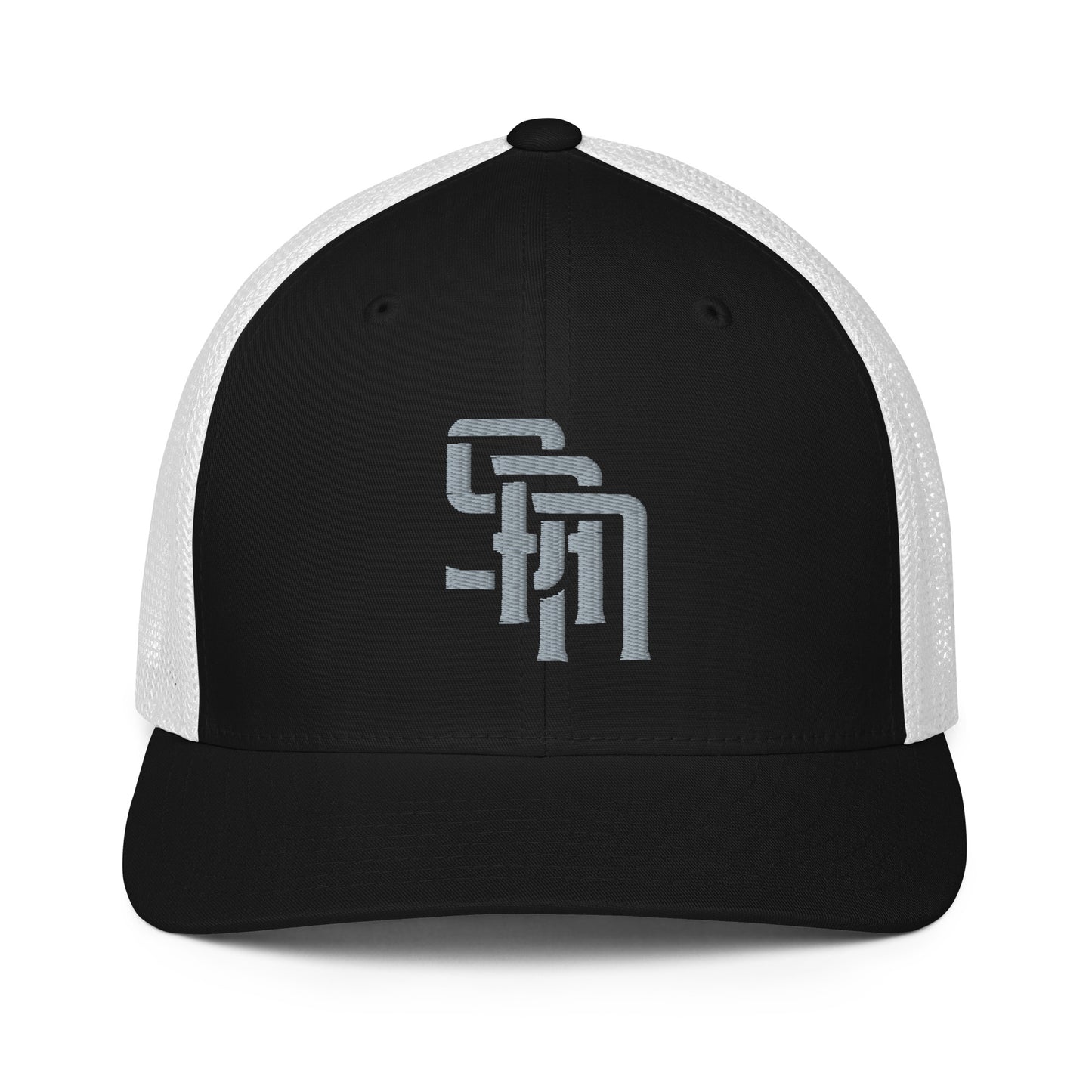 "SAN" Closed-Back Trucker Cap | Flexfit 6511 | E Luna Brand CLASSIC Solocrest 1 Grey Thread Front Logo