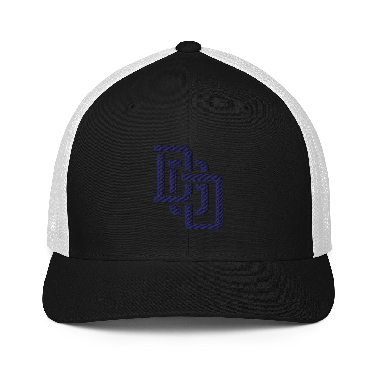 "DGO" Closed-Back Trucker Cap | Flexfit 6511 | E Luna CLASSIC Solocrest 1 Navy Thread Front Logo