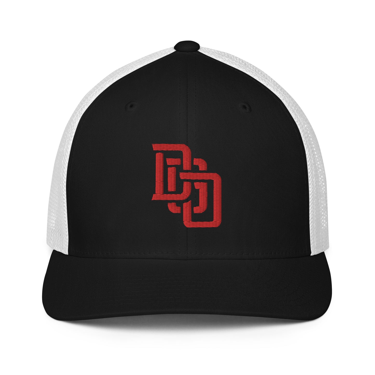 "DGO" Closed-Back Trucker Cap | Flexfit 6511 | E Luna CLASSIC Solocrest 1 Red Thread Front Logo