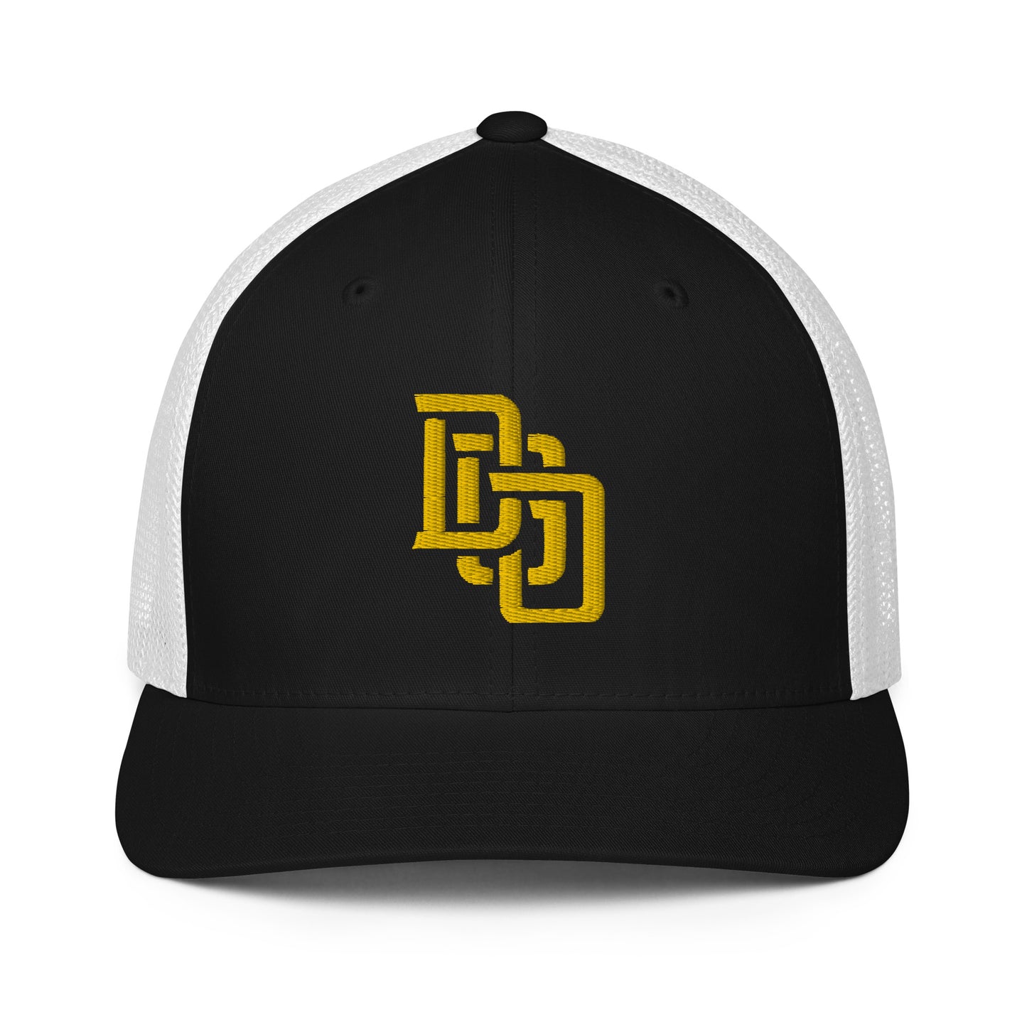 "DGO" Closed-Back Trucker Cap | Flexfit 6511 | E Luna CLASSIC Solocrest 1 Gold Thread Front Logo