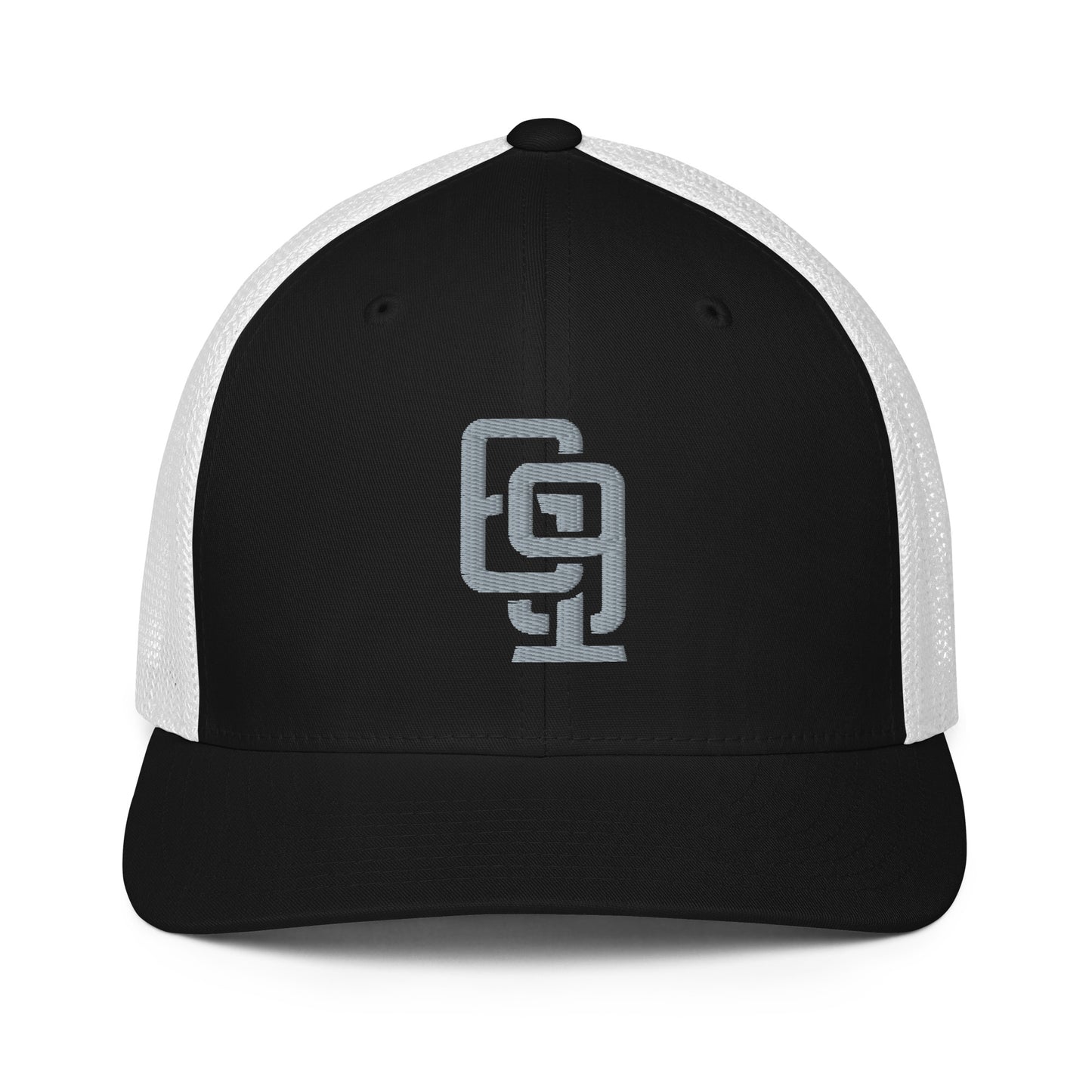 "619" Closed-Back Trucker Cap | Flexfit 6511 | E Luna CLASSIC Solocrest 1 Grey Thread Front Logo