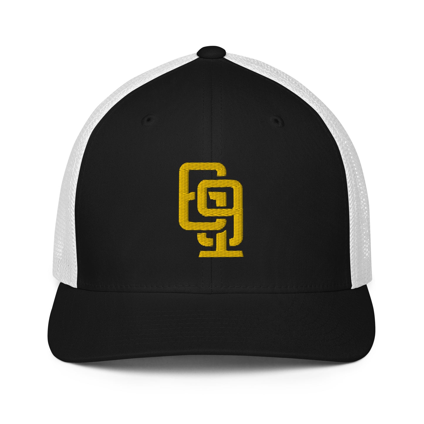 "619" Closed-Back Trucker Cap | Flexfit 6511 | E Luna CLASSIC Solocrest 1 Gold Thread Front Logo