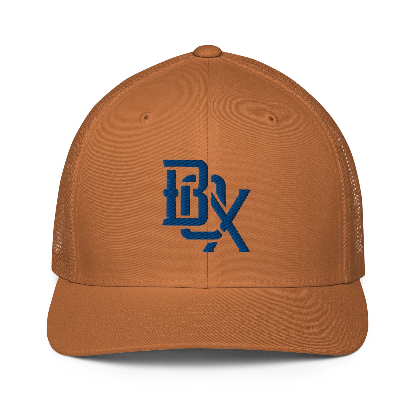 "BOX" Closed-Back Trucker Cap | Flexfit 6511 | E Luna CLASSIC Solocrest 1 Royal Thread Front Logo