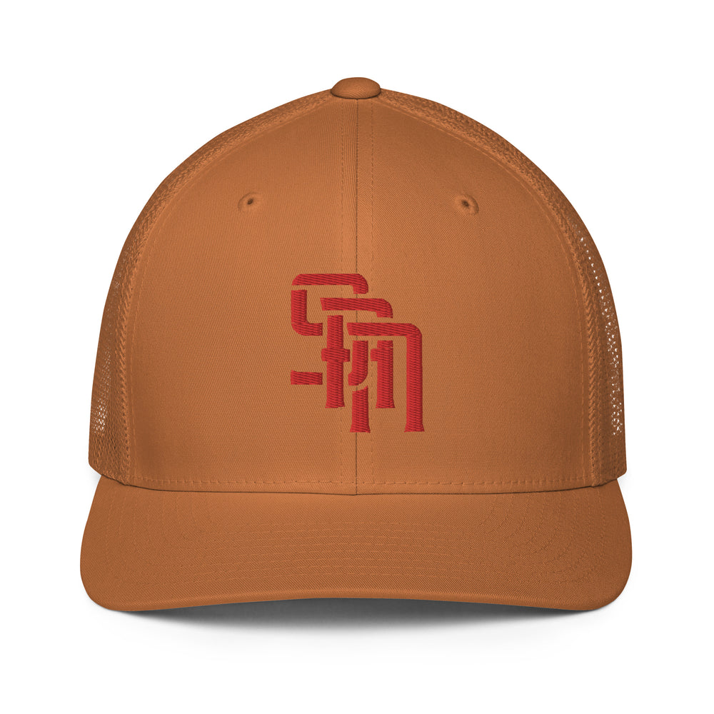 Boné Trucker Fechado "SAN" | E Luna Brand CORE | Logotipo de 1 Fio Vermelho