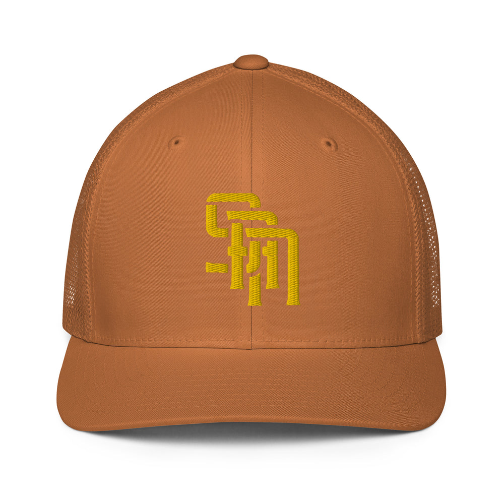 Gorra de camionero de espalda cerrada "SAN" | E Luna Brand CORE | 1 Logotipo con Hilo Dorado