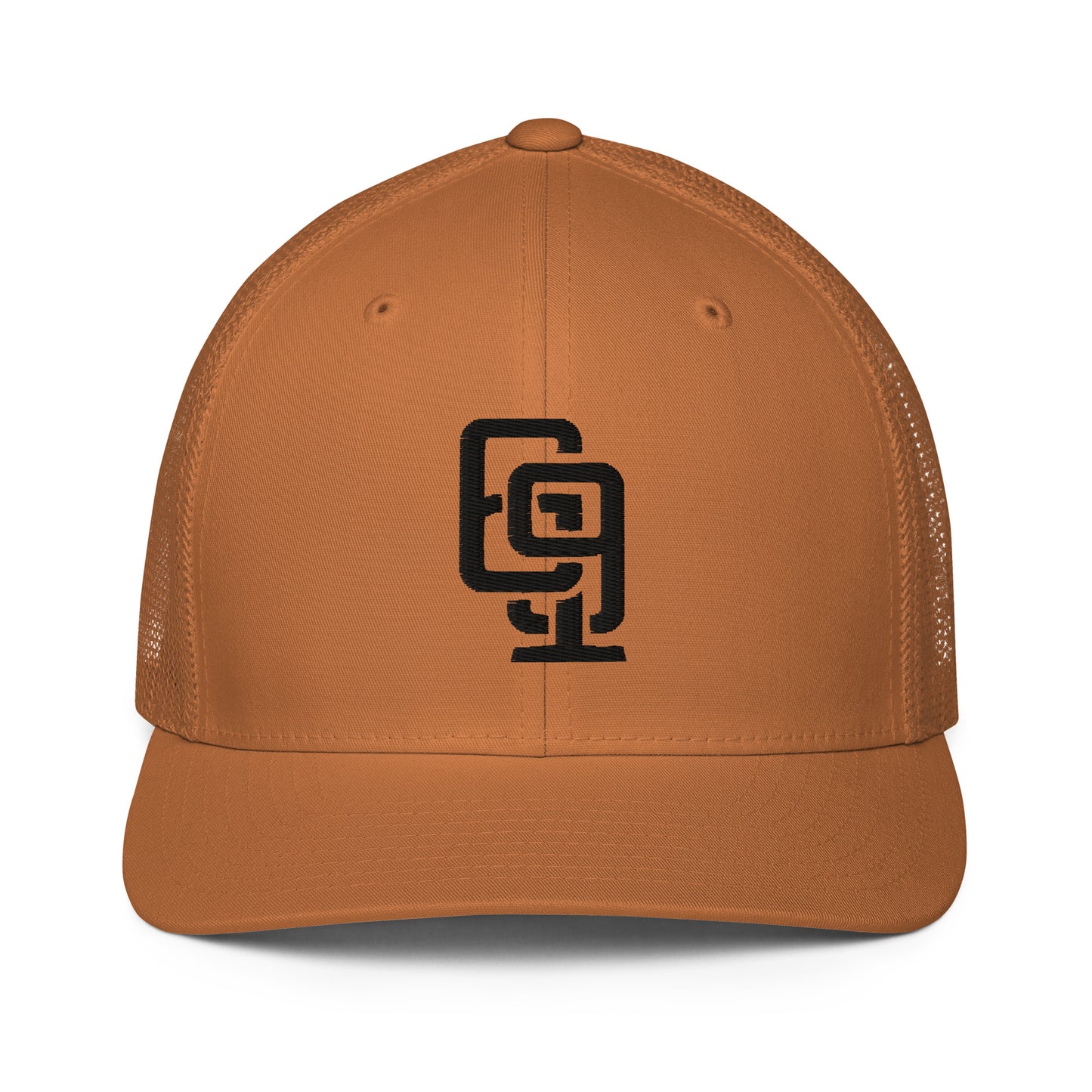 "619" Closed-Back Trucker Cap | Flexfit 6511 | E Luna CLASSIC Solocrest 1 Black Thread Front Logo