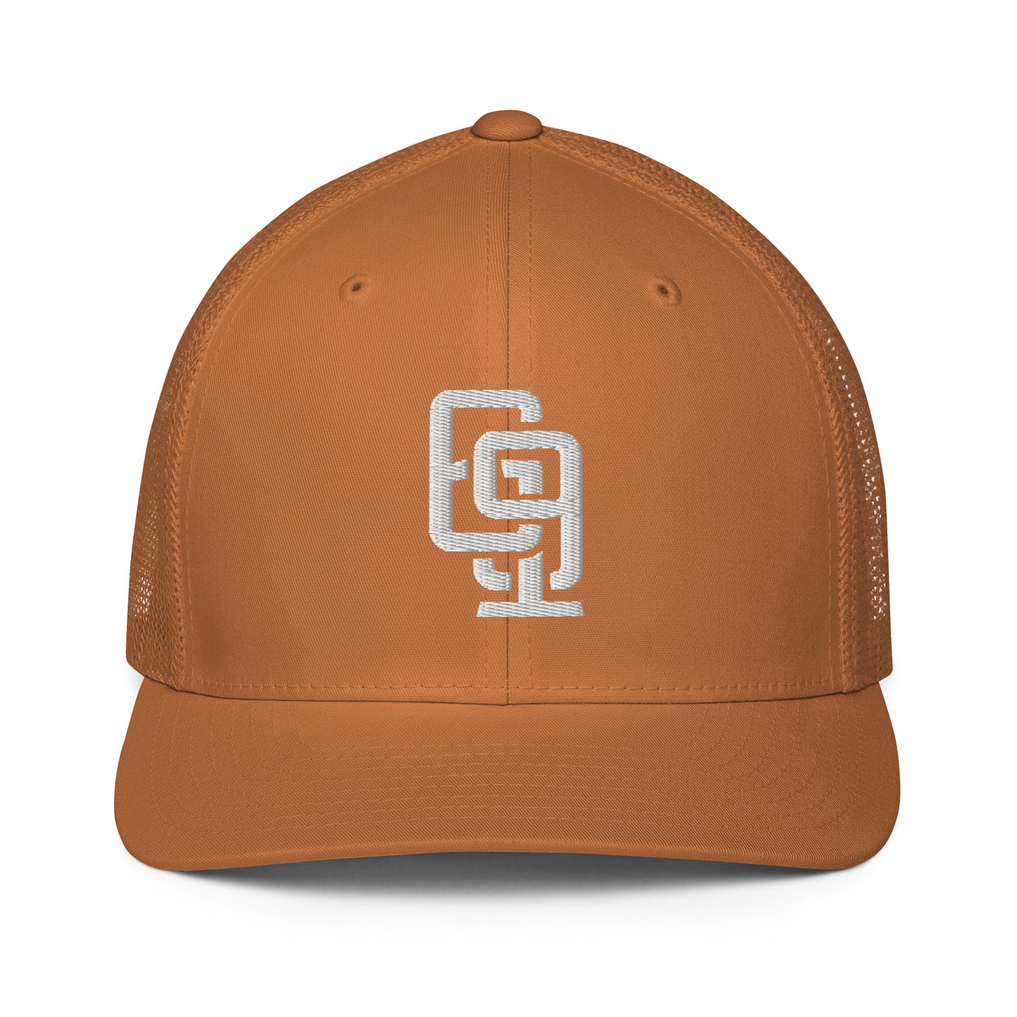 "619" Closed-Back Trucker Cap | Flexfit 6511 | E Luna CLASSIC Solocrest 1 White Thread Front Logo