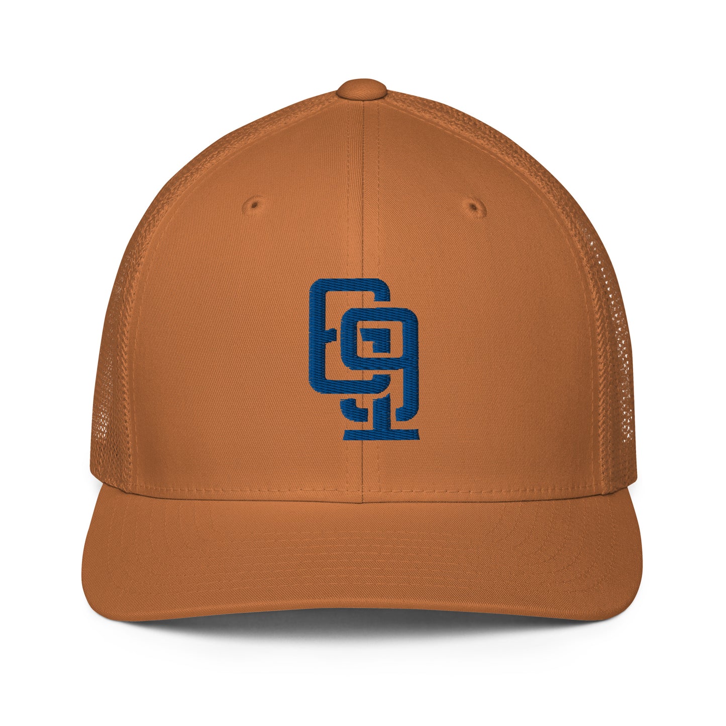 "619" Closed-Back Trucker Cap | Flexfit 6511 | E Luna CLASSIC Solocrest 1 Royal Thread Front Logo