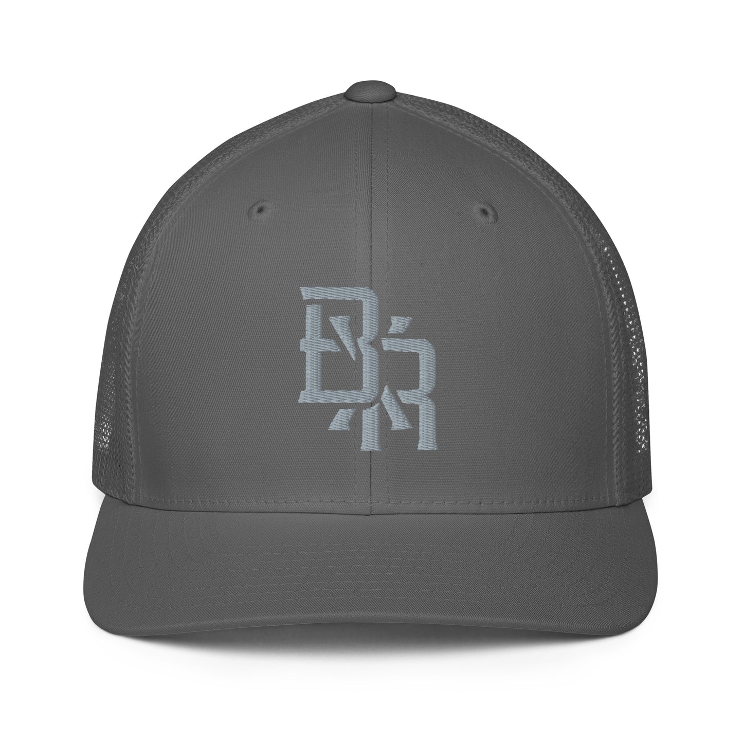 "BXR" Closed-Back Trucker Cap | Flexfit 6511 | E Luna CLASSIC Solocrest 1 Grey Thread Front Logo