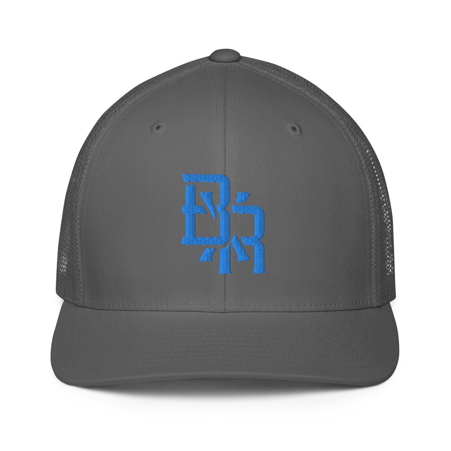 "BXR" Closed-Back Trucker Cap | Flexfit 6511 | E Luna CLASSIC Solocrest 1 Aqua/Teal Thread Front Logo