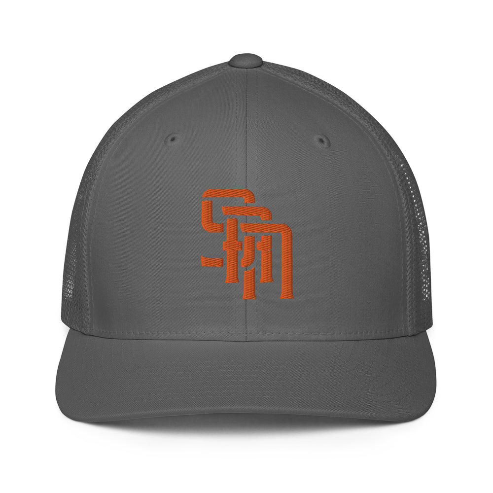 Boné Trucker "SAN" Fechado na Parte Traseira | E Luna Brand CORE | 1 Logo com Fio Laranja