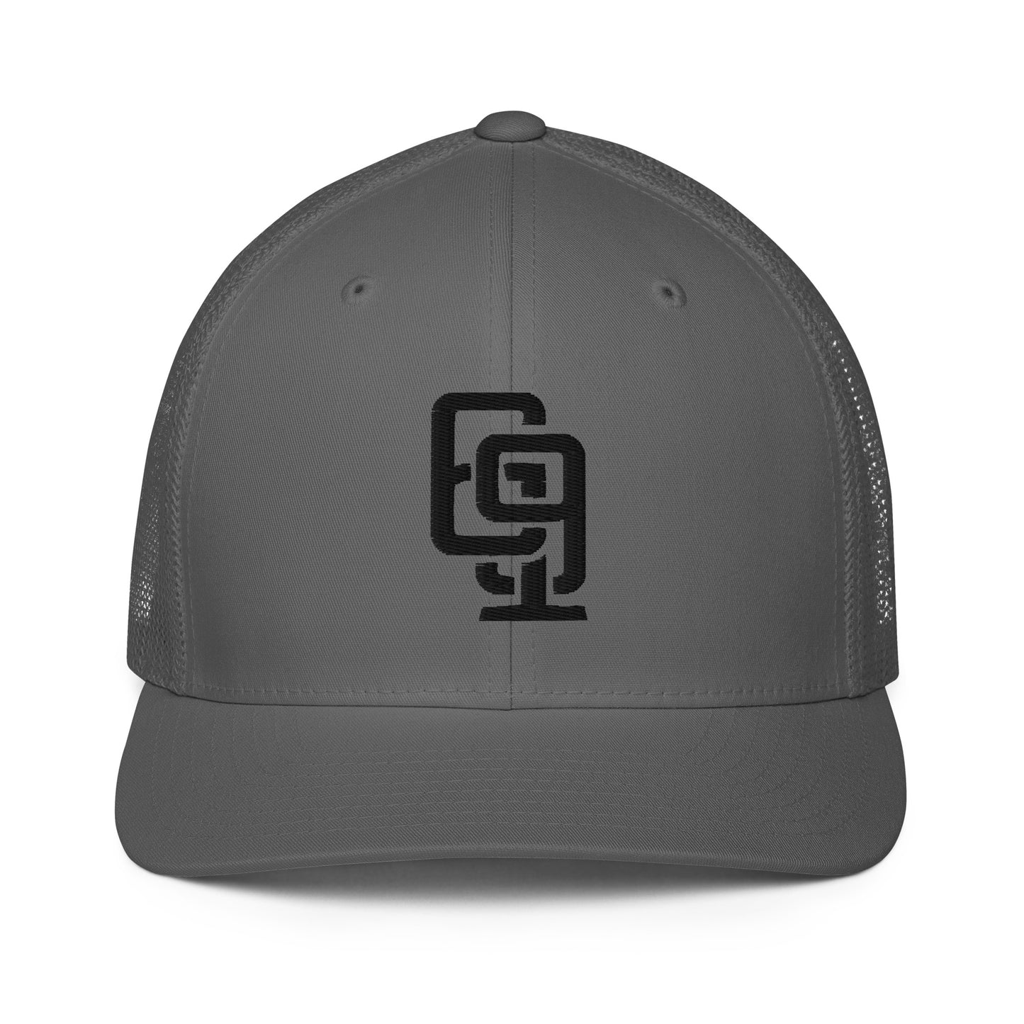 "619" Closed-Back Trucker Cap | Flexfit 6511 | E Luna CLASSIC Solocrest 1 Black Thread Front Logo