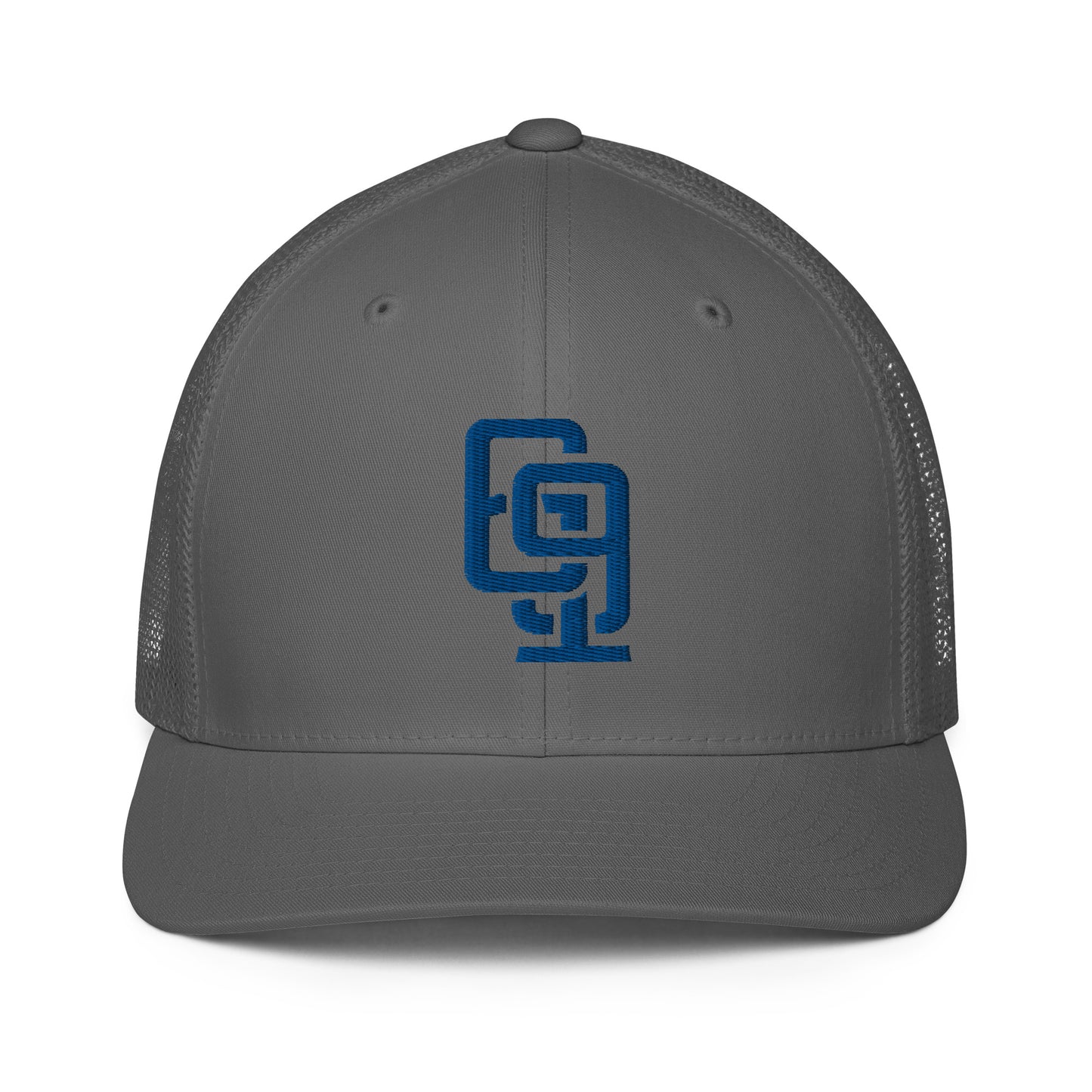 "619" Closed-Back Trucker Cap | Flexfit 6511 | E Luna CLASSIC Solocrest 1 Royal Thread Front Logo