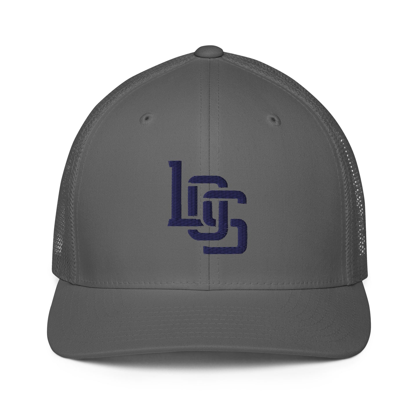 "LOS" Closed-Back Trucker Cap | Flexfit 6511 | E Luna CLASSIC Solocrest 1 Navy Thread Front Logo