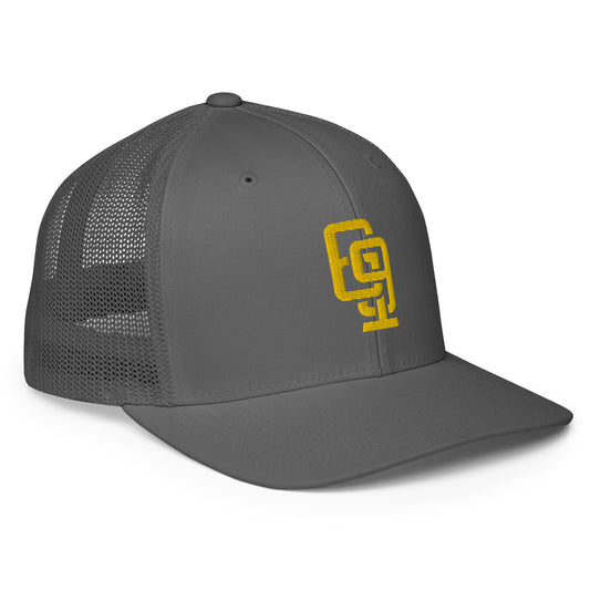 "619" Closed-Back Trucker Cap | Flexfit 6511 | E Luna CLASSIC Solocrest 1 Gold Thread Front Logo