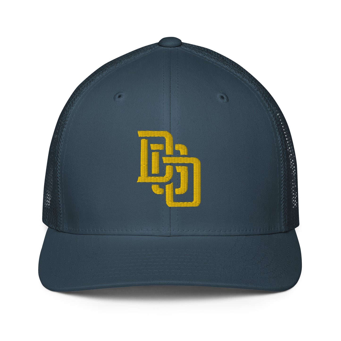 "DGO" Closed-Back Trucker Cap | Flexfit 6511 | E Luna CLASSIC Solocrest 1 Gold Thread Front Logo