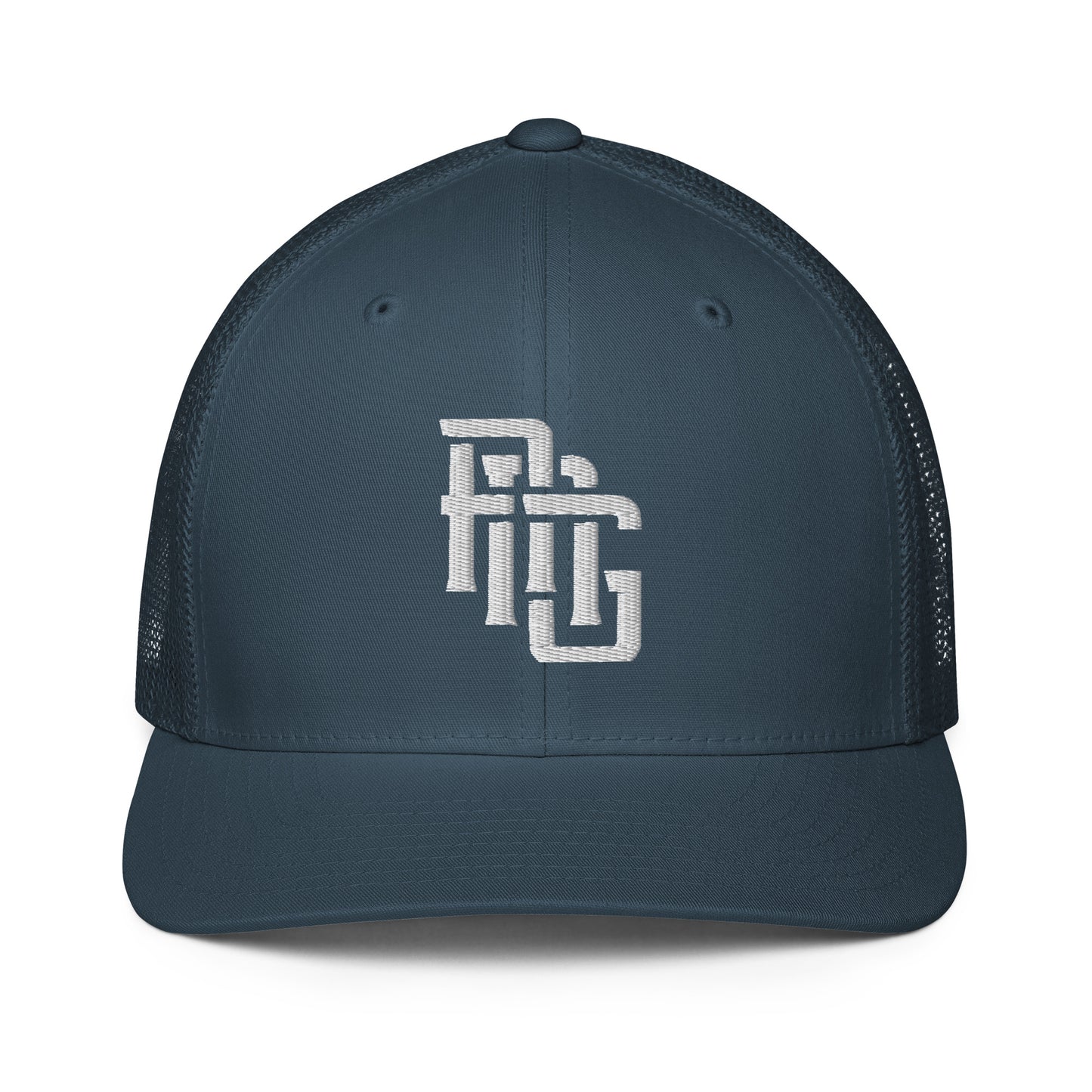 "ANG" Closed-Back Trucker Cap | Flexfit 6511 | E Luna CLASSIC Solocrest 1 White Thread Front Logo