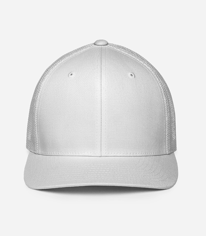 Blank black Flexfit 6511 Closed-Back Trucker Cap, front view