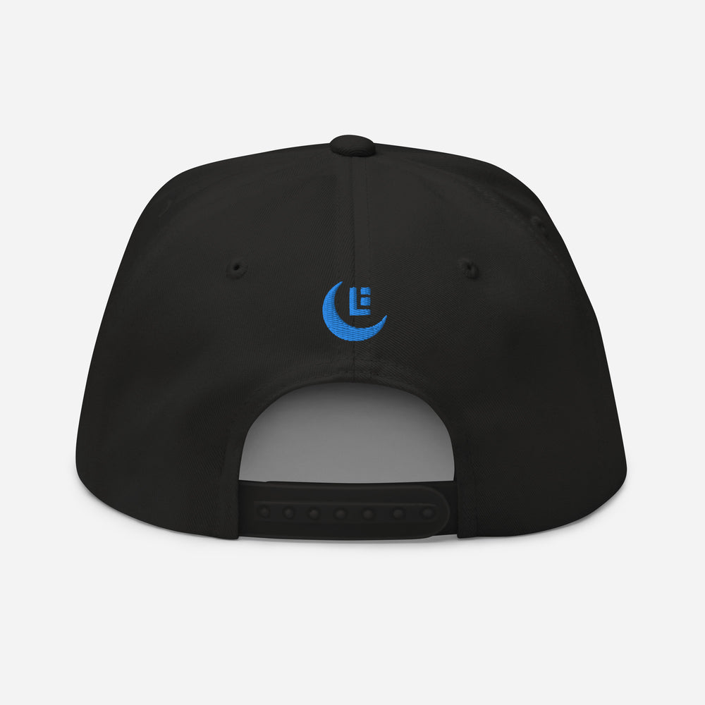 Gorra de visera plana "SAN" | E Luna Brand PREMIUM | 4 logotipos en hilo aguamarina/verde azulado | Edición 3D Puff