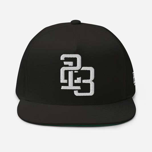 "213" Flat Bill Cap | Yupoong 6007 | E Luna ESSENTIAL Duocrest 2 White Thread Front & Left Side Logos