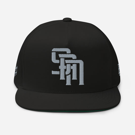 "SAN" Flat Bill Cap | E Luna Brand PREMIUM | 4 Grey Thread Logos | 3D Puff Edition