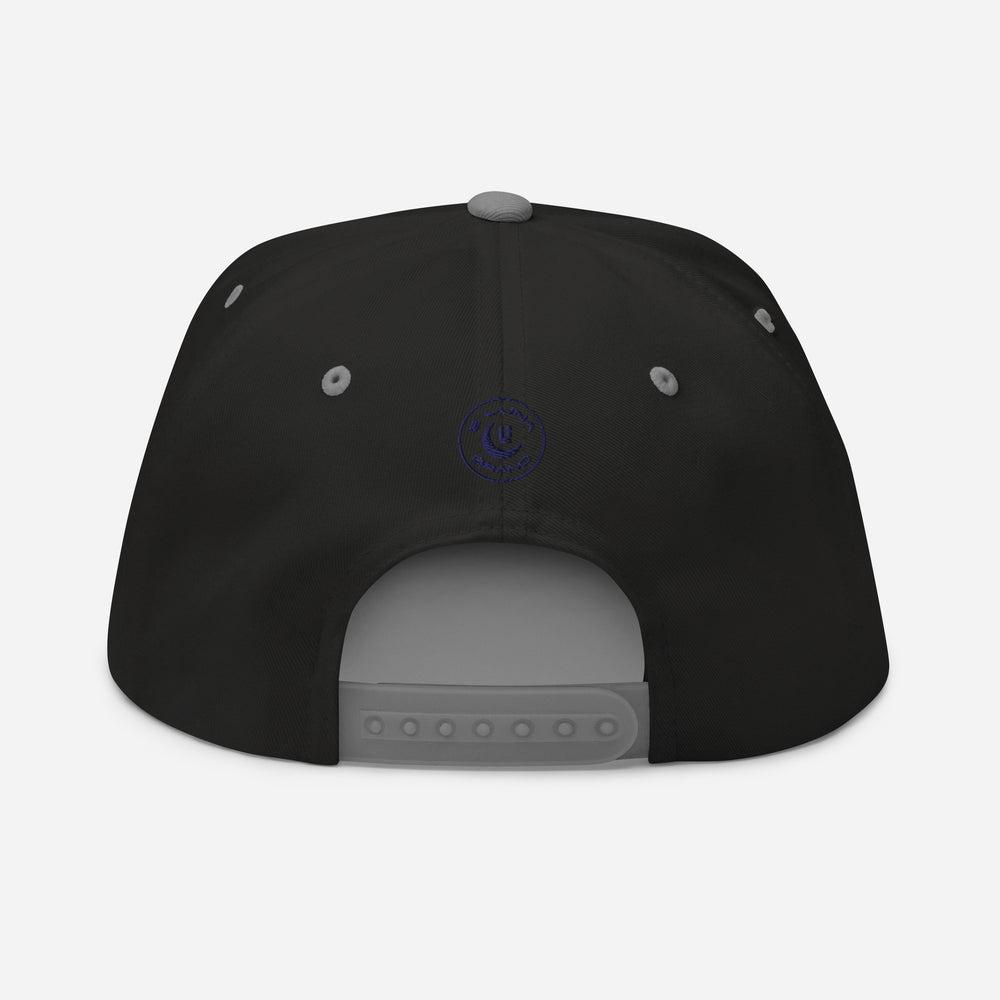"SAN" Flat Bill Cap | E Luna Brand SELECT | 3 Navy Thread Logos | 3D Puff Edition