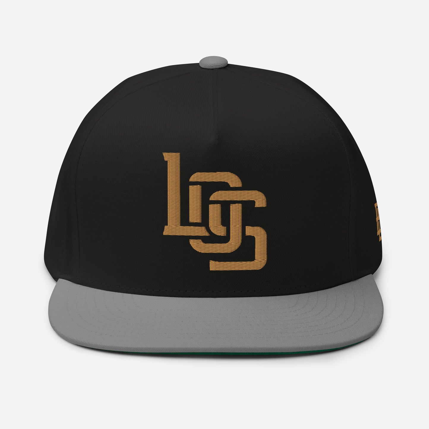 "LOS" Flat Bill Cap | E Luna Brand ESSENTIAL | 2 Old Gold Thread Logos