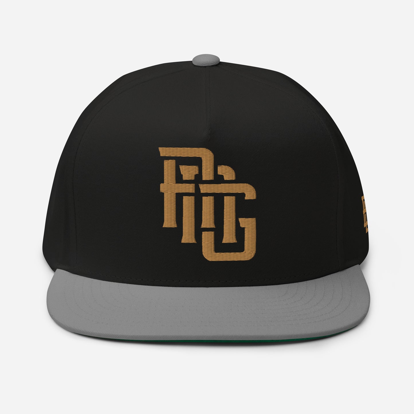 "ANG" Flat Bill Cap | E Luna Brand ESSENTIAL | 2 Old Gold Thread Logos