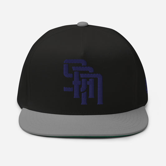 "SAN" Flat Bill Cap | E Luna Brand SELECT | 3 Navy Thread Logos | 3D Puff Edition